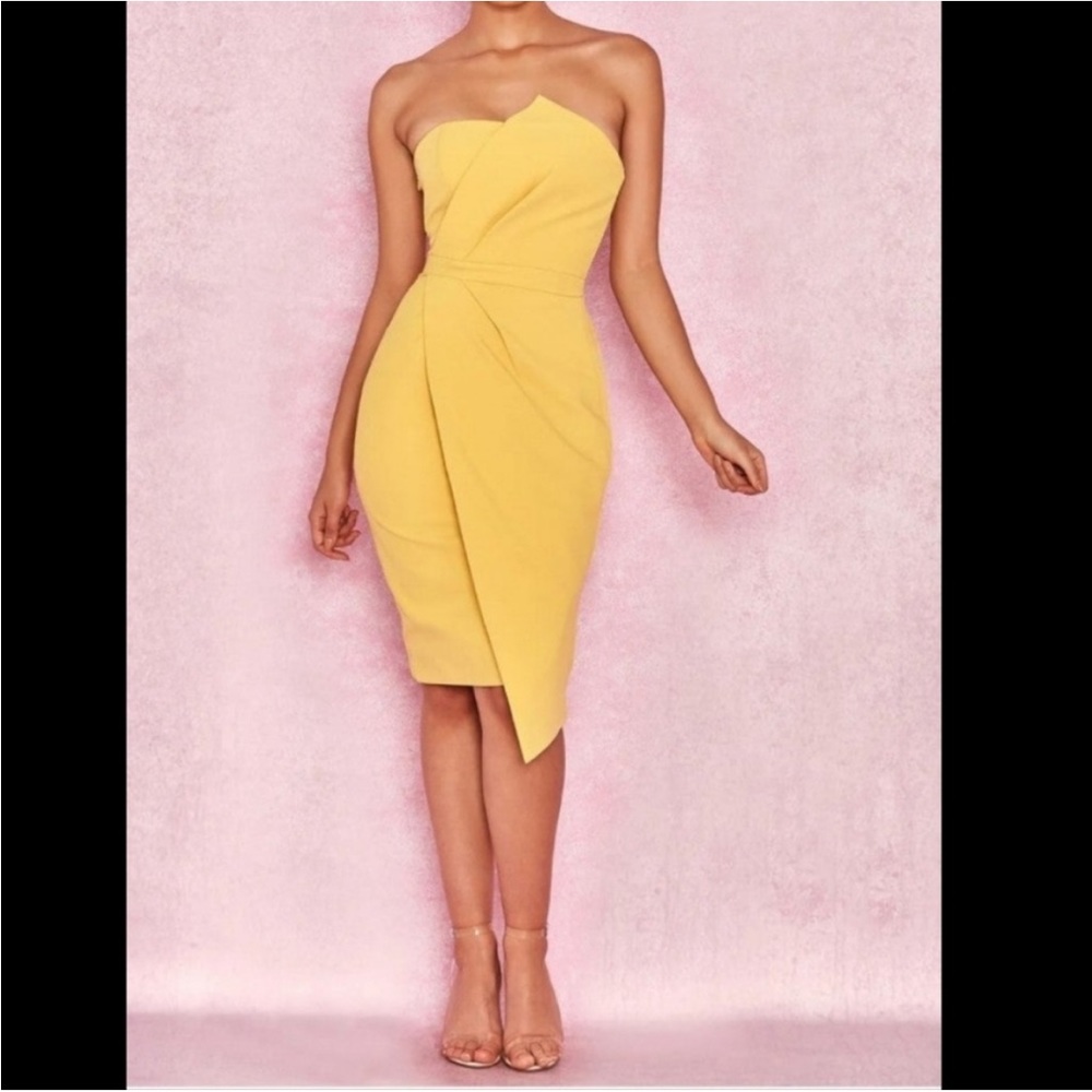 House of CB London Uma Yellow Dress S